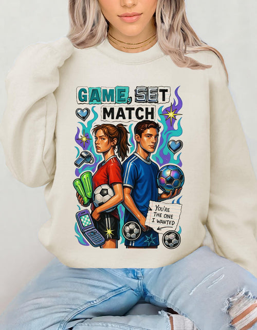 2000s Soccer Romcom Valentine Crewneck Sweatshirt | Game Set Match Retro Sports Romance Gift