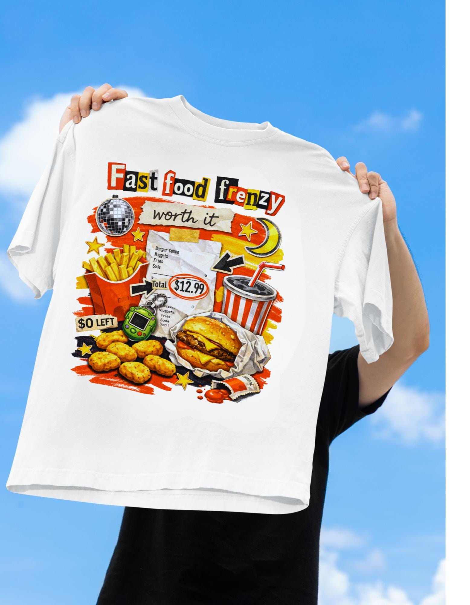 Fast Food Frenzy Graphic Tee | Retro Diner Collage T-Shirt