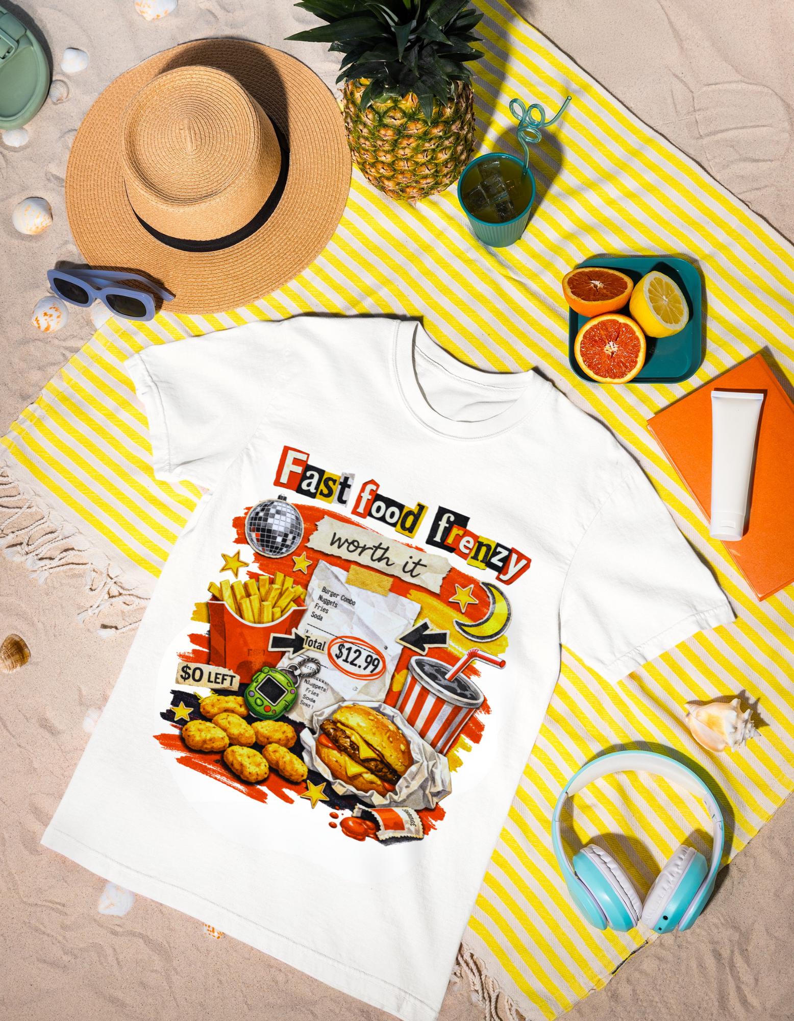 Fast Food Frenzy Graphic Tee | Retro Diner Collage T-Shirt