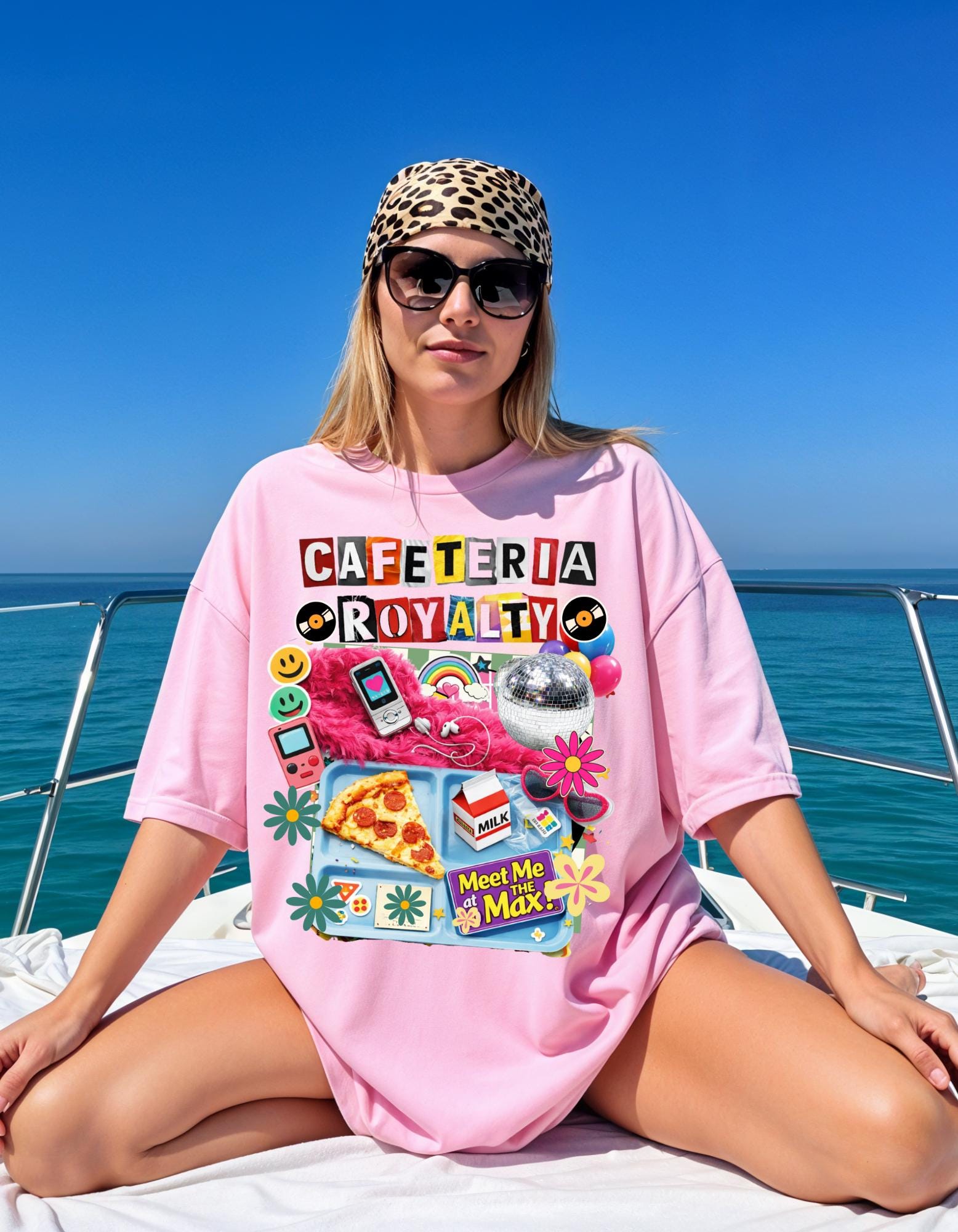 Cafeteria Royalty T-Shirt | Retro School Lunch Pizza Milkbox Smiley Icons Graphic Tee