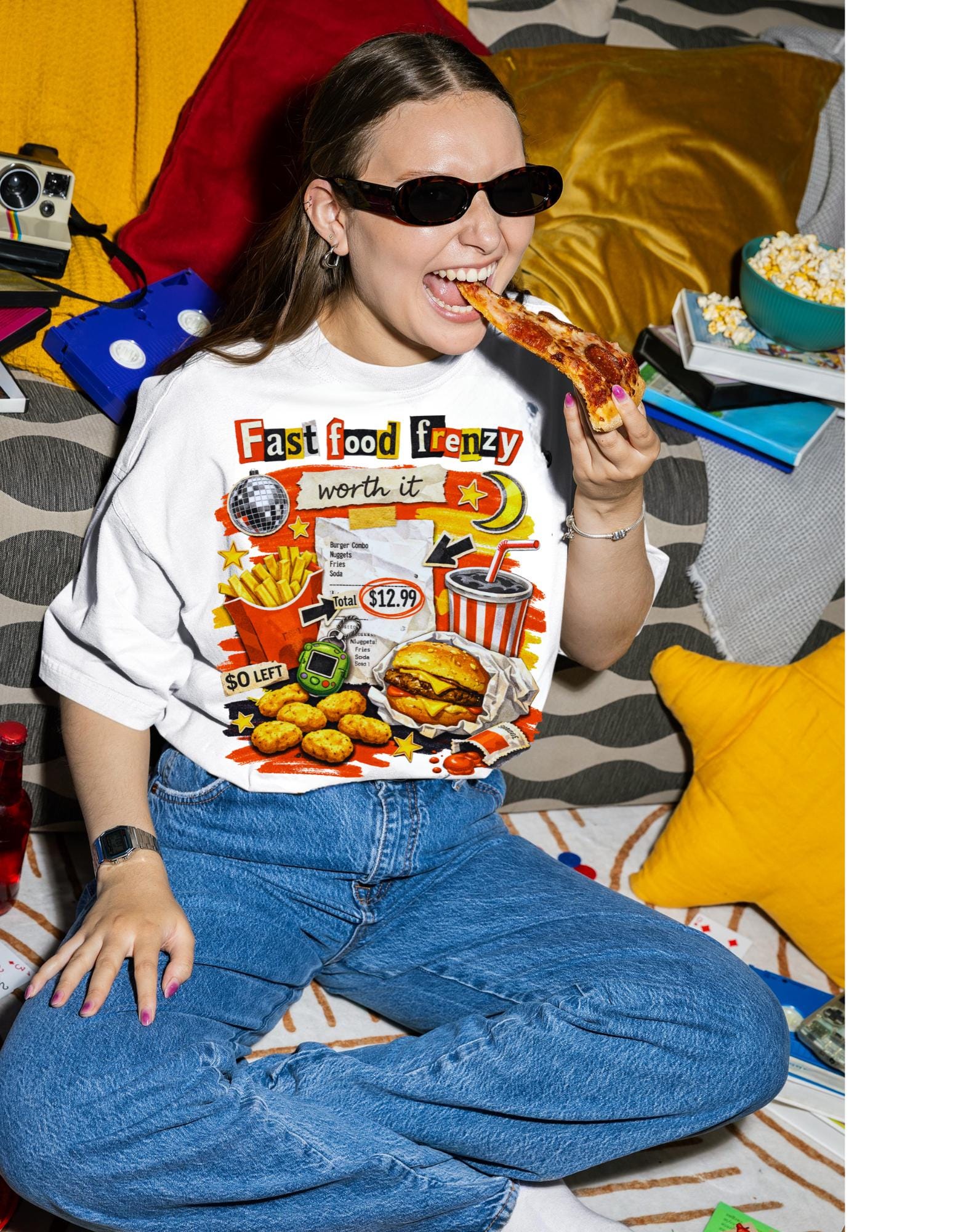 Fast Food Frenzy Graphic Tee | Retro Diner Collage T-Shirt